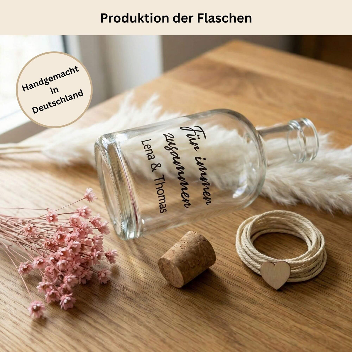 Personalisierte Flower Bottle mit LED-Licht und Wunschtext