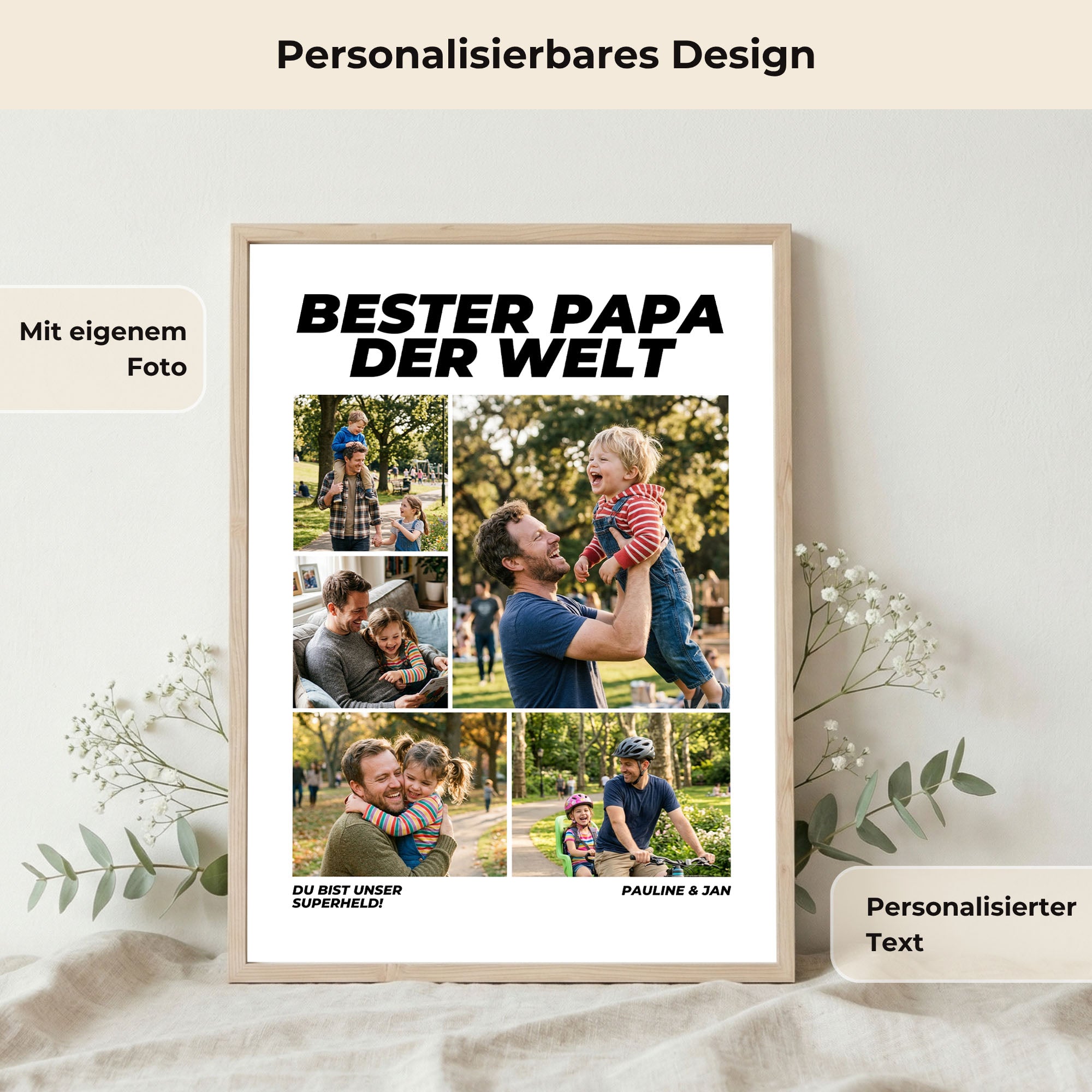 Poster "Bester Papa" mit Rahmen und gratis Schlüsselanhänger