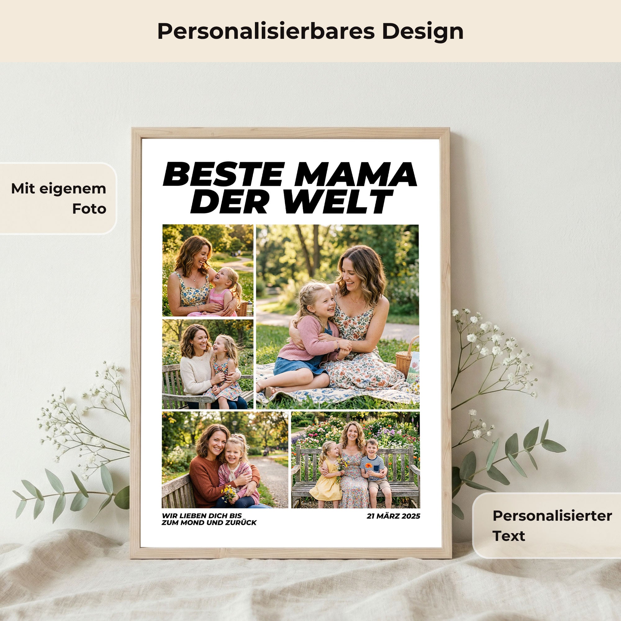 Poster "Beste Mama" mit Rahmen und gratis Schlüsselanhänger