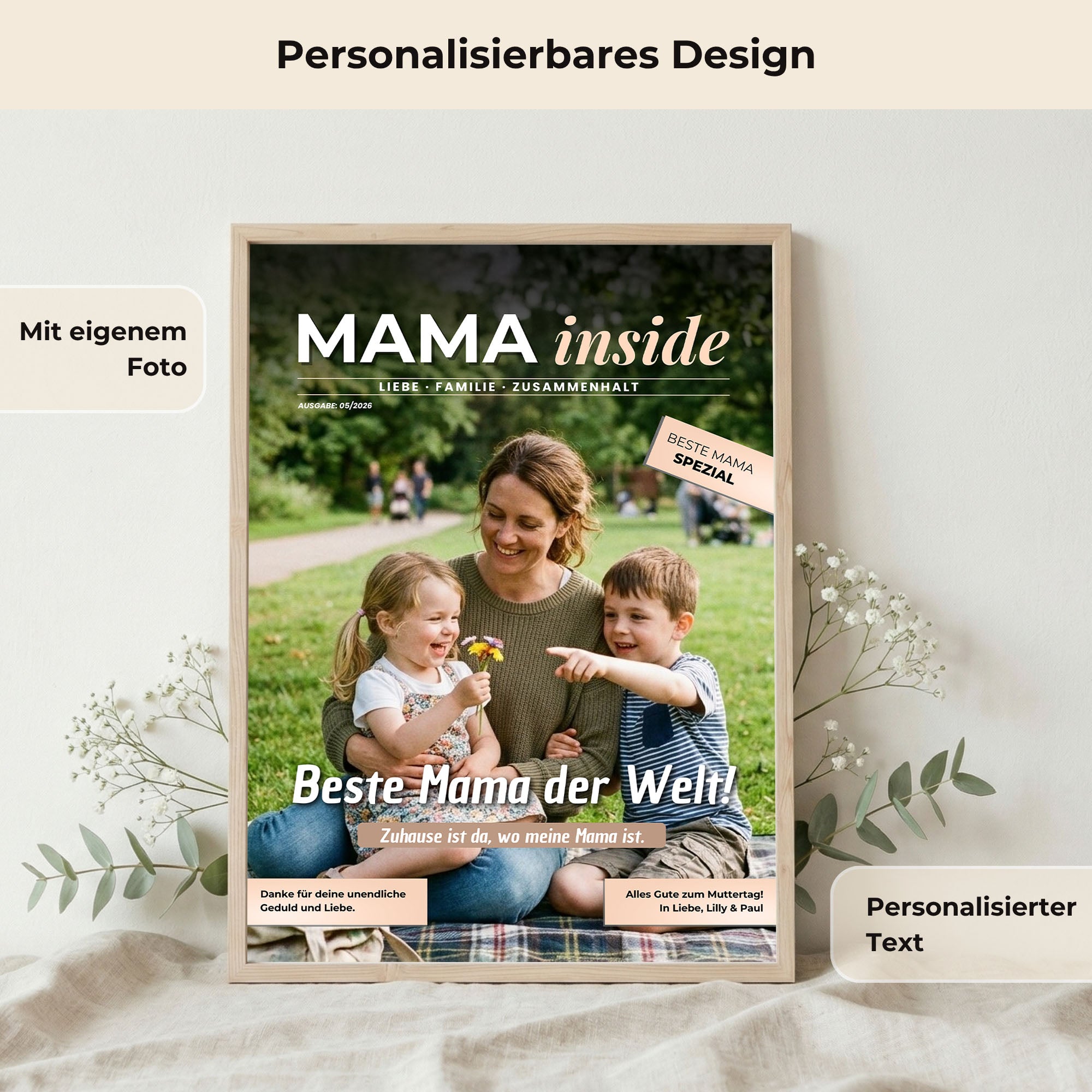 Poster "Mama Magazin" mit Rahmen und gratis Schlüsselanhänger