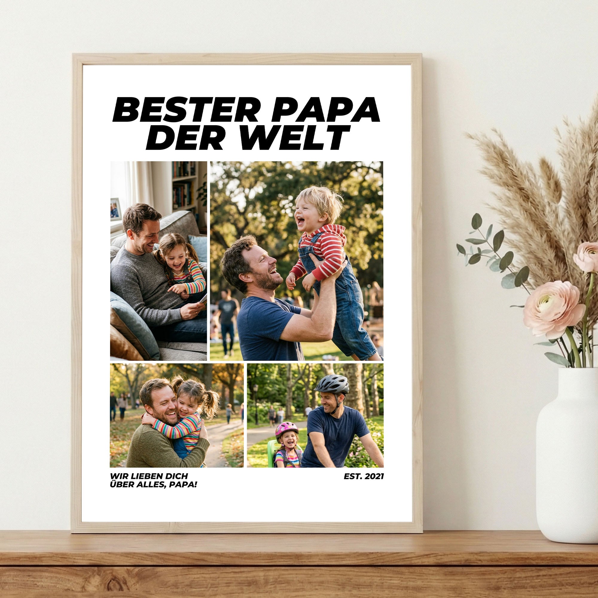 Poster "Bester Papa" mit Rahmen und gratis Schlüsselanhänger