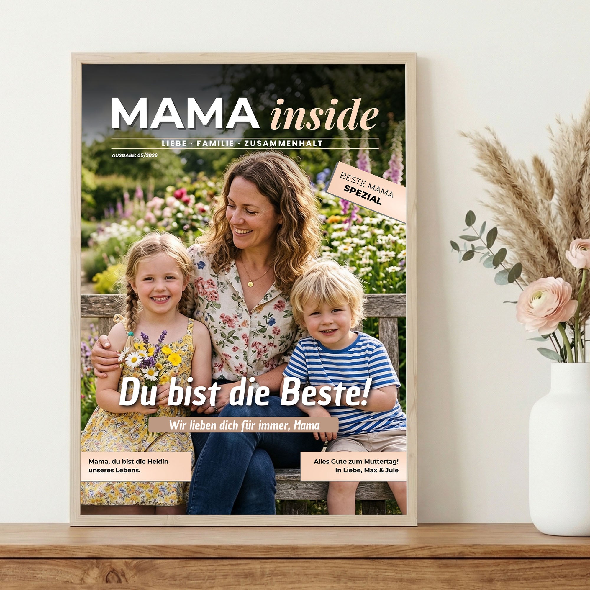 Poster "Mama Magazin" mit Rahmen und gratis Schlüsselanhänger