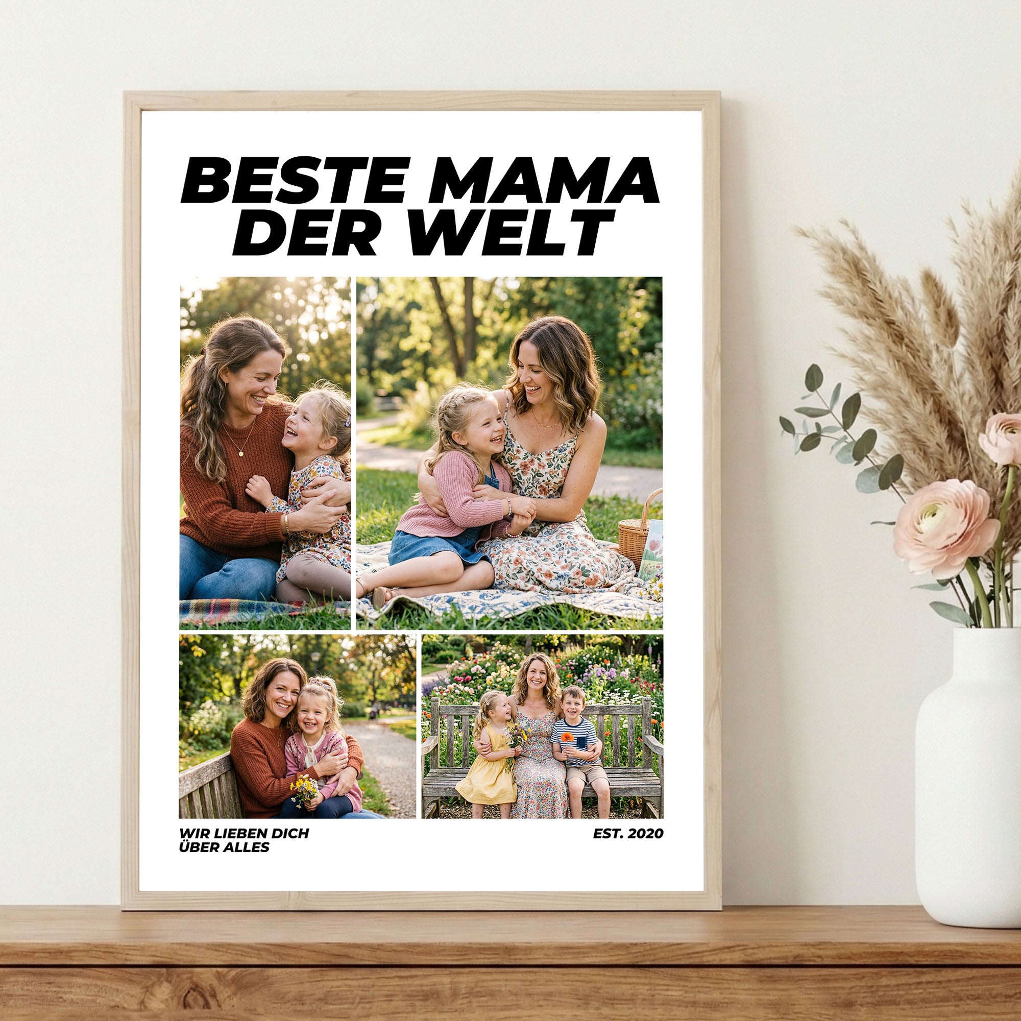 Poster "Beste Mama" mit Rahmen und gratis Schlüsselanhänger