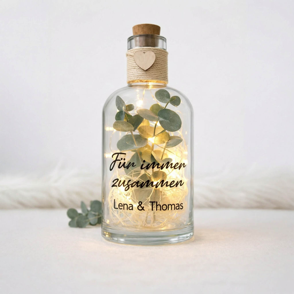 Personalisierte Flower Bottle mit LED-Licht und Wunschtext